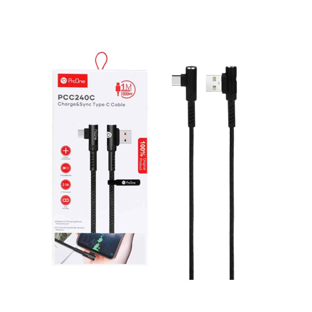 کابل تبدیل USB به USB-C پرووان مدل PCC240 طول 1 متر