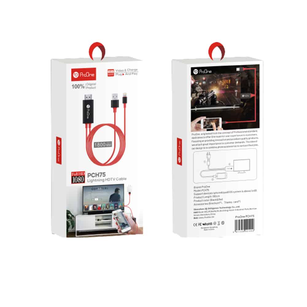 کابل تبدیل لایتنینگ به HDMI پرووان مدل PCH75 طول 1.8 متر