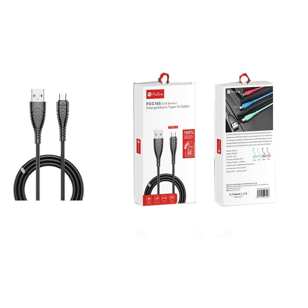 کابل تبدیل USB به Type-C پرووان مدل PCC165 طول 1 متر