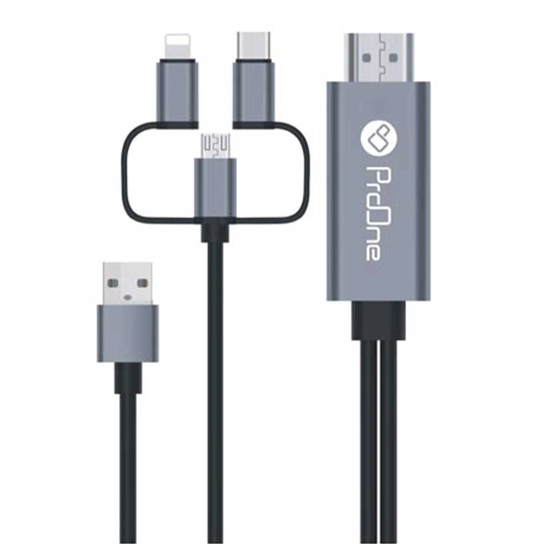 کابل تبدیل HDMI به USB-C / microUSB / Lightning پرووان مدل PCH70