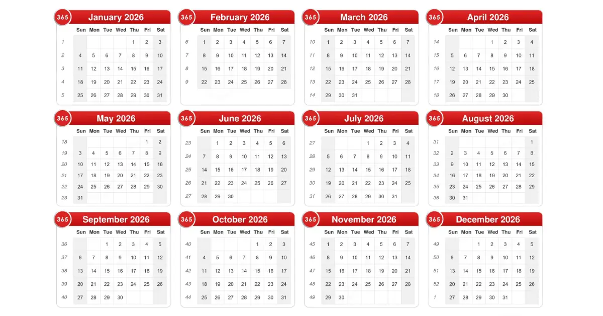 تقویم 2026 میلادی