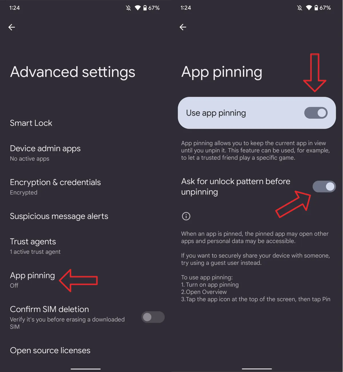 پین کردن برنامهها (Pin App)